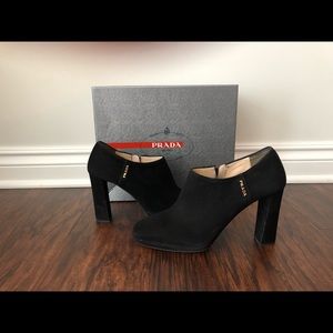 Prada Black Suede 95M Booties Size 39